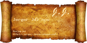 Jerger János névjegykártya